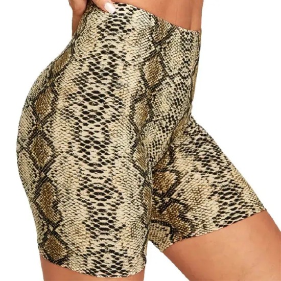 Fashion Sexy Leopard Snake Sports Yoga Biker Shorts