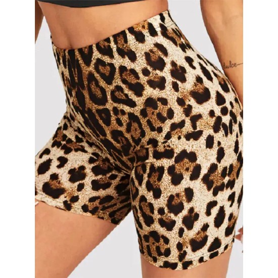 Fashion Sexy Leopard Snake Sports Yoga Biker Shorts