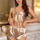 Women Sexy Solid Color Pajamas Three-Piece Set