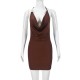 Women Nightclub Sexy Solid Color Neck Hanging Backless Bodycon Dresses