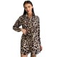 Summer Women Leopard Long-Sleeved Cardigan Shirt Shorts Two-Piece Set