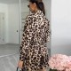 Summer Women Leopard Long-Sleeved Cardigan Shirt Shorts Two-Piece Set