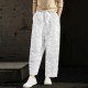 Summer Floral Embroidered Lace-Up Casual Women Crop Pants