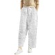 Summer Floral Embroidered Lace-Up Casual Women Crop Pants