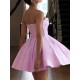 Women Elegant Solid Color Strapless Puffy Party Dress