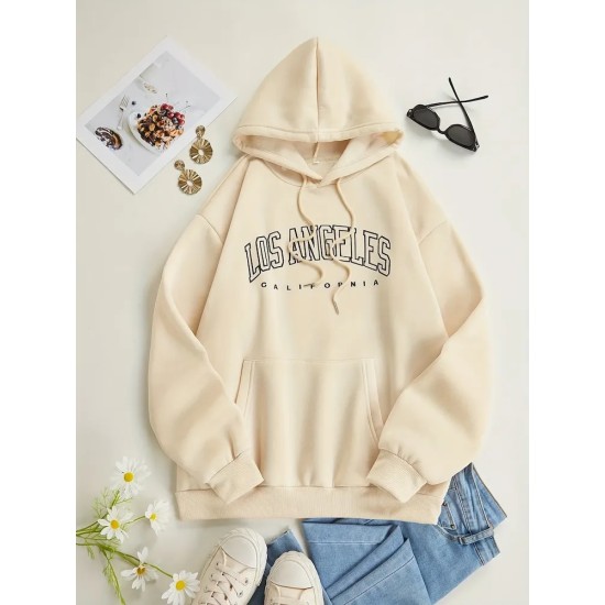 Women Casual Letter-Print Loose Hoodie