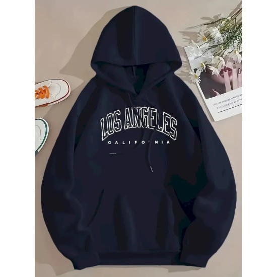 Women Casual Letter-Print Loose Hoodie