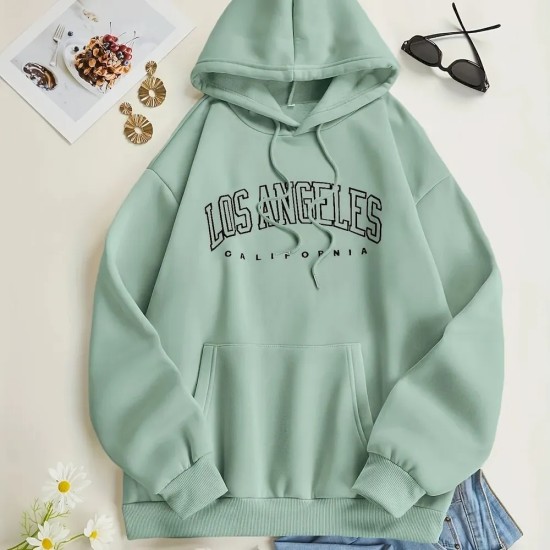 Women Casual Letter-Print Loose Hoodie