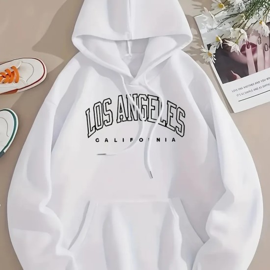 Women Casual Letter-Print Loose Hoodie
