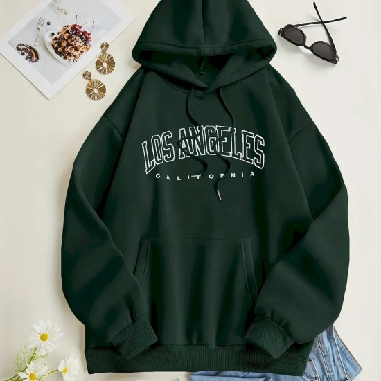 Women Casual Letter-Print Loose Hoodie