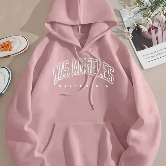 Women Casual Letter-Print Loose Hoodie
