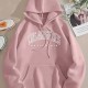 Women Casual Letter-Print Loose Hoodie