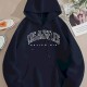 Women Casual Letter-Print Loose Hoodie