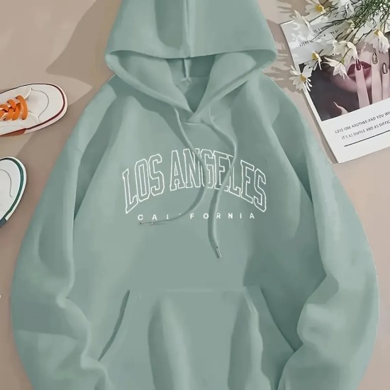 Women Casual Letter-Print Loose Hoodie