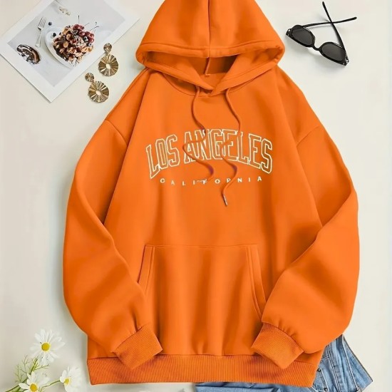 Women Casual Letter-Print Loose Hoodie
