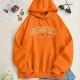 Women Casual Letter-Print Loose Hoodie