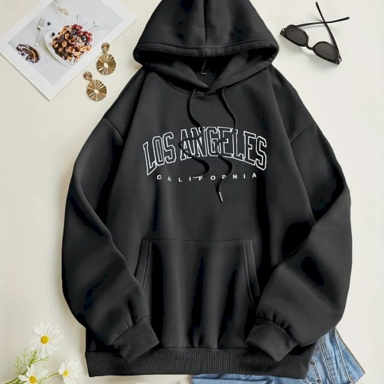 Women Casual Letter-Print Loose Hoodie