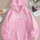 Women Casual Letter-Print Loose Hoodie