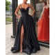 Women Elegant Sleeveless Solid Color Satin Simple Side-slit Dress