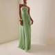 Women Elegant Solid Color Strapless Pleated Party Dress
