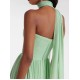 Women Elegant Solid Color Strapless Pleated Party Dress