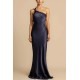 Women Fashion Sexy Satin Oblique Shoulder Slim Maxi Party Dress