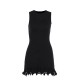 Women Fashion Elegant Contrast Color Wave Edge Round Neck Sleeveless Dress