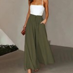 Women Casual Solid Color High Waist Wide Leg Pants Women Casual Solid Color High Waist Wide Leg Pants