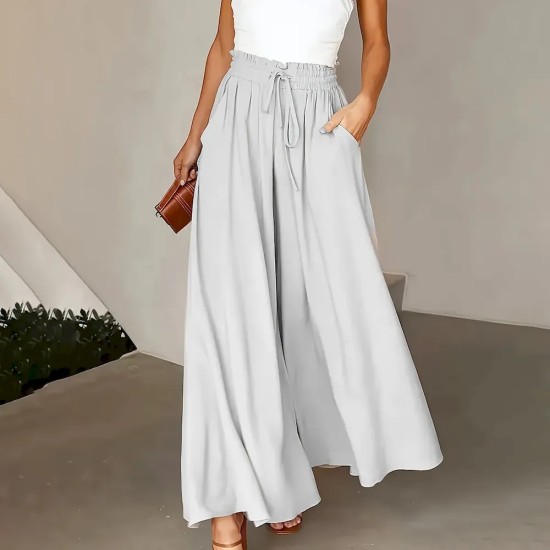 Women Casual Solid Color High Waist Wide Leg Pants Women Casual Solid Color High Waist Wide Leg Pants
