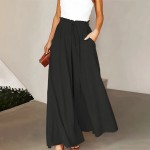Women Casual Solid Color High Waist Wide Leg Pants Women Casual Solid Color High Waist Wide Leg Pants