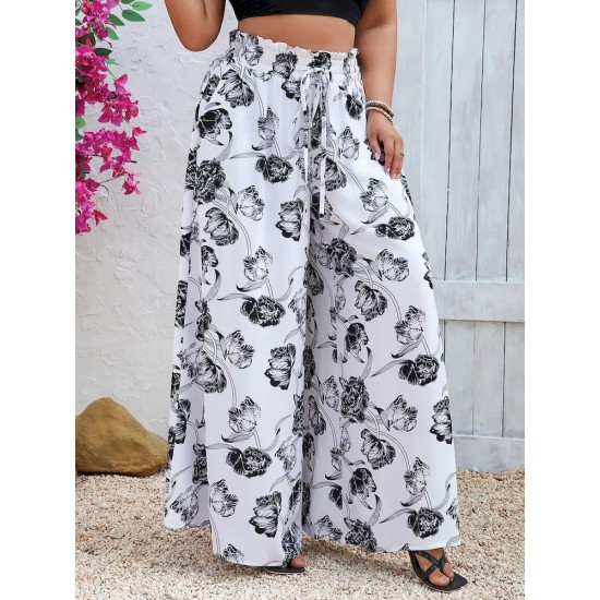 Women Casual Solid Color High Waist Wide Leg Pants Women Casual Solid Color High Waist Wide Leg Pants