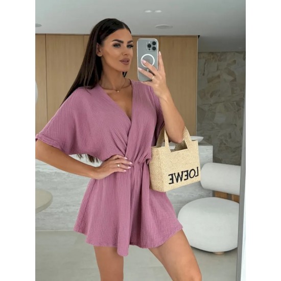 Women Fashion Solid Color V-Neck Loose Rompers Women Fashion Solid Color V-Neck Loose Rompers