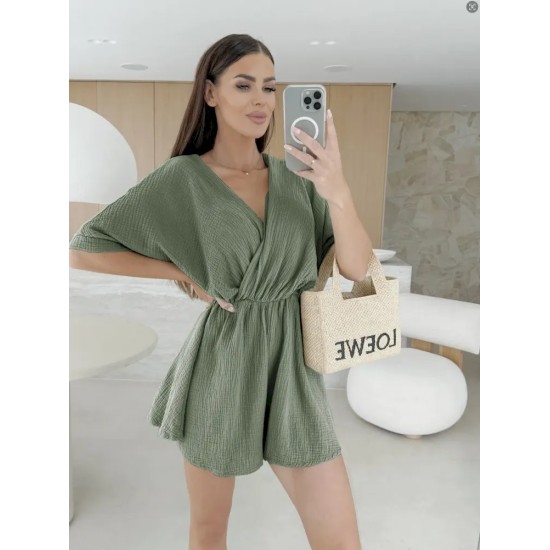 Women Fashion Solid Color V-Neck Loose Rompers Women Fashion Solid Color V-Neck Loose Rompers