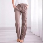 Women Casual Solid Color Cotton And Linen Drawstring Loose Wide-Leg Pants Women Casual Solid Color Cotton And Linen Drawstring Loose Wide-Leg Pants