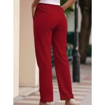Women Casual Solid Color Cotton And Linen Drawstring Loose Wide-Leg Pants Women Casual Solid Color Cotton And Linen Drawstring Loose Wide-Leg Pants
