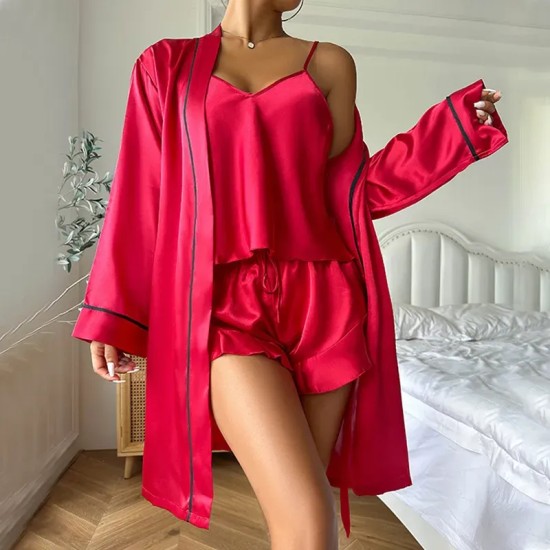 Women Elegant Fashion Pajamas Three-Piece Set Women Elegant Fashion Pajamas Three-Piece Set