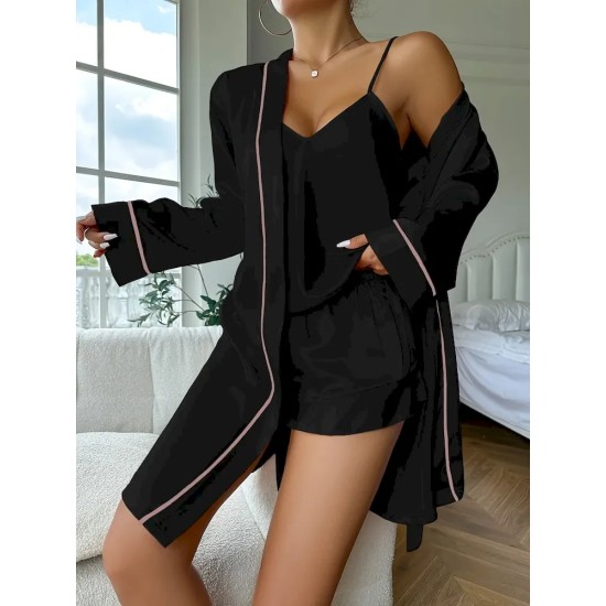 Women Elegant Fashion Pajamas Three-Piece Set Women Elegant Fashion Pajamas Three-Piece Set