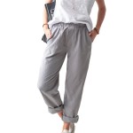 Women Casual Solid Color Cotton And Linen High Waist Pants Women Casual Solid Color Cotton And Linen High Waist Pants