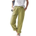 Women Casual Solid Color Cotton And Linen High Waist Pants Women Casual Solid Color Cotton And Linen High Waist Pants