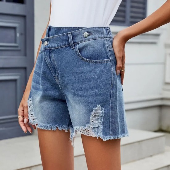 Women Fashion Irregular Edge Denim Shorts Women Fashion Irregular Edge Denim Shorts