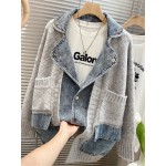 Women Fashion Distinctive Stitching Knitted Denim Jacket Women Fashion Distinctive Stitching Knitted Denim Jacket