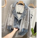 Women Fashion Distinctive Stitching Knitted Denim Jacket Women Fashion Distinctive Stitching Knitted Denim Jacket