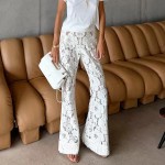 Women Fashion Sexy Lace Jacquard Hollow-Out Flared Pants Women Fashion Sexy Lace Jacquard Hollow-Out Flared Pants