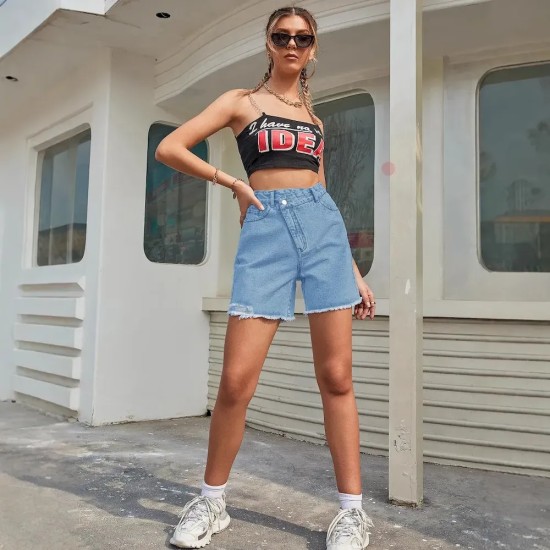 Women Fashion High Waist Loose Denim Shorts Women Fashion High Waist Loose Denim Shorts