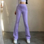 Women Fashion Solid Color Tight High Waist Micro Flared Pants Women Fashion Solid Color Tight High Waist Micro Flared Pants