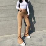 Women Fashion Solid Color Tight High Waist Micro Flared Pants Women Fashion Solid Color Tight High Waist Micro Flared Pants
