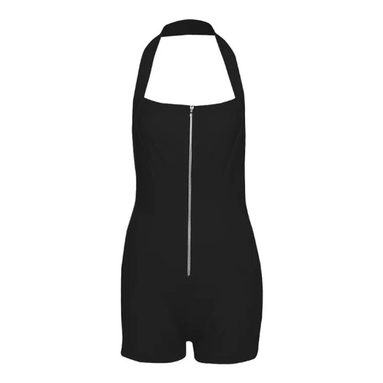 Women Fashion Sexy Solid Color Halter-Neck Zipper Backless Rompers Women Fashion Sexy Solid Color Halter-Neck Zipper Backless Rompers
