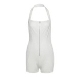 Women Fashion Sexy Solid Color Halter-Neck Zipper Backless Rompers Women Fashion Sexy Solid Color Halter-Neck Zipper Backless Rompers