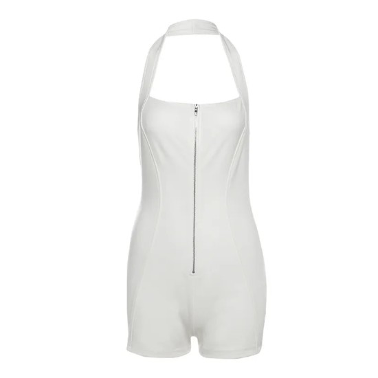 Women Fashion Sexy Solid Color Halter-Neck Zipper Backless Rompers Women Fashion Sexy Solid Color Halter-Neck Zipper Backless Rompers