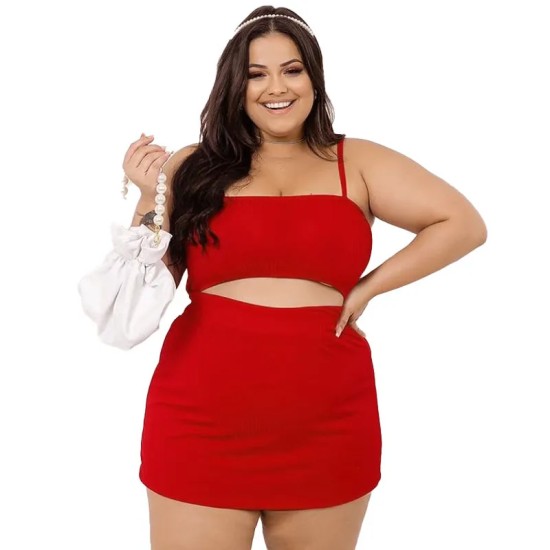 Women Fashion Plus Size Sexy Solid Color Camis Skirt Summer Set Women Fashion Plus Size Sexy Solid Color Camis Skirt Summer Set